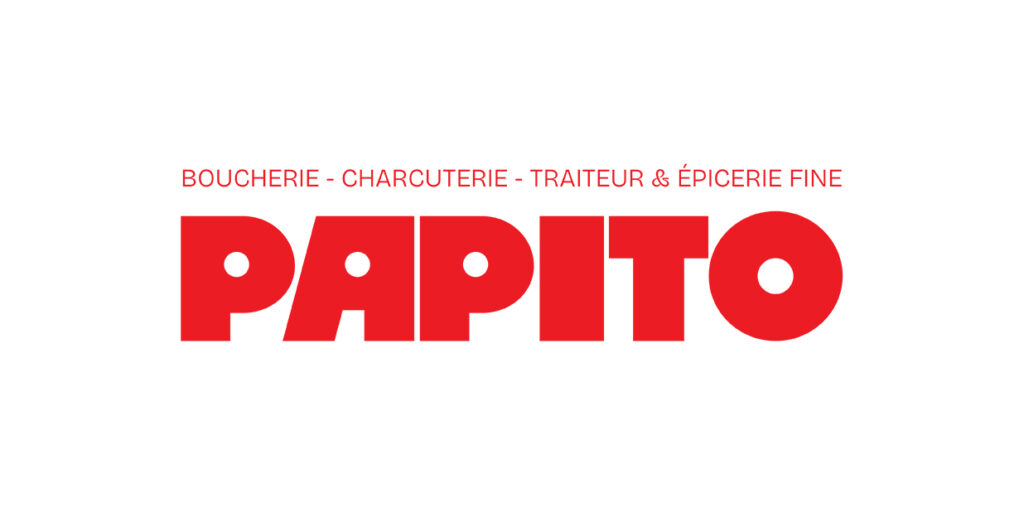 Logo secondaire de Papito, lettres alignés sur une seule ligne en lettres rouges